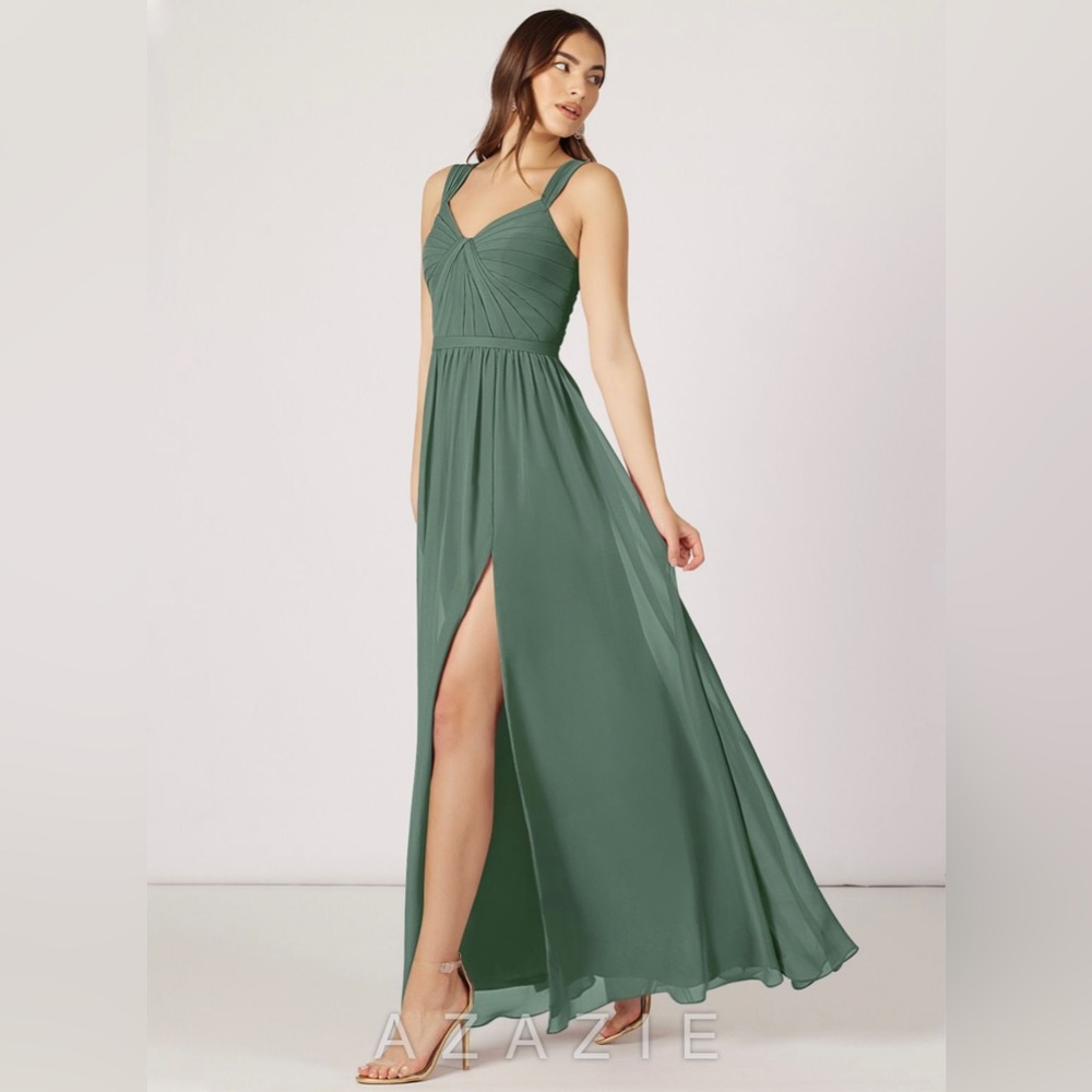 Azazie Evie Bridesmaids dress in Eucalyptus. Sz 8